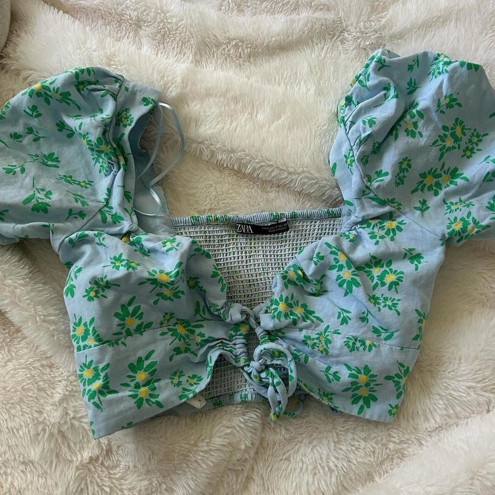 ZARA blue/green crop top